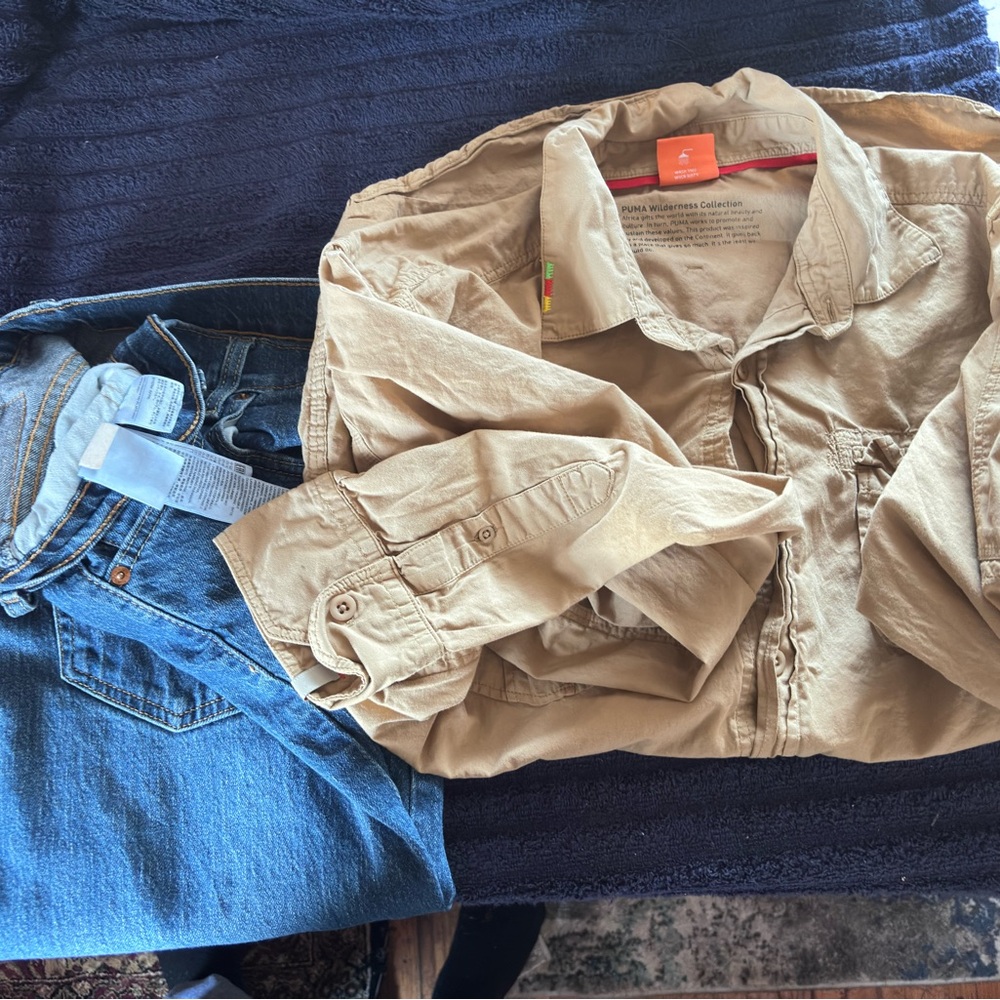 Quiksilver Beige Casual Button-Down Shirt
